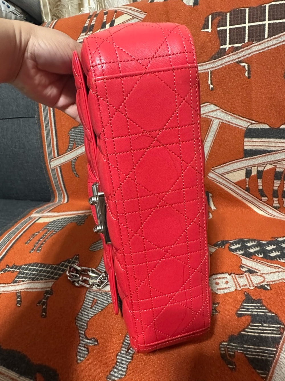 LIKE NEW - Miss Dior Cannage Red Shoulder Bag with Silver Hardware - NO CALLOUTS - Picture 8 of 15